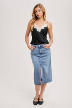 Load image into Gallery viewer, Lace trim black camisole v neck shop fond du lac women’s boutique 
