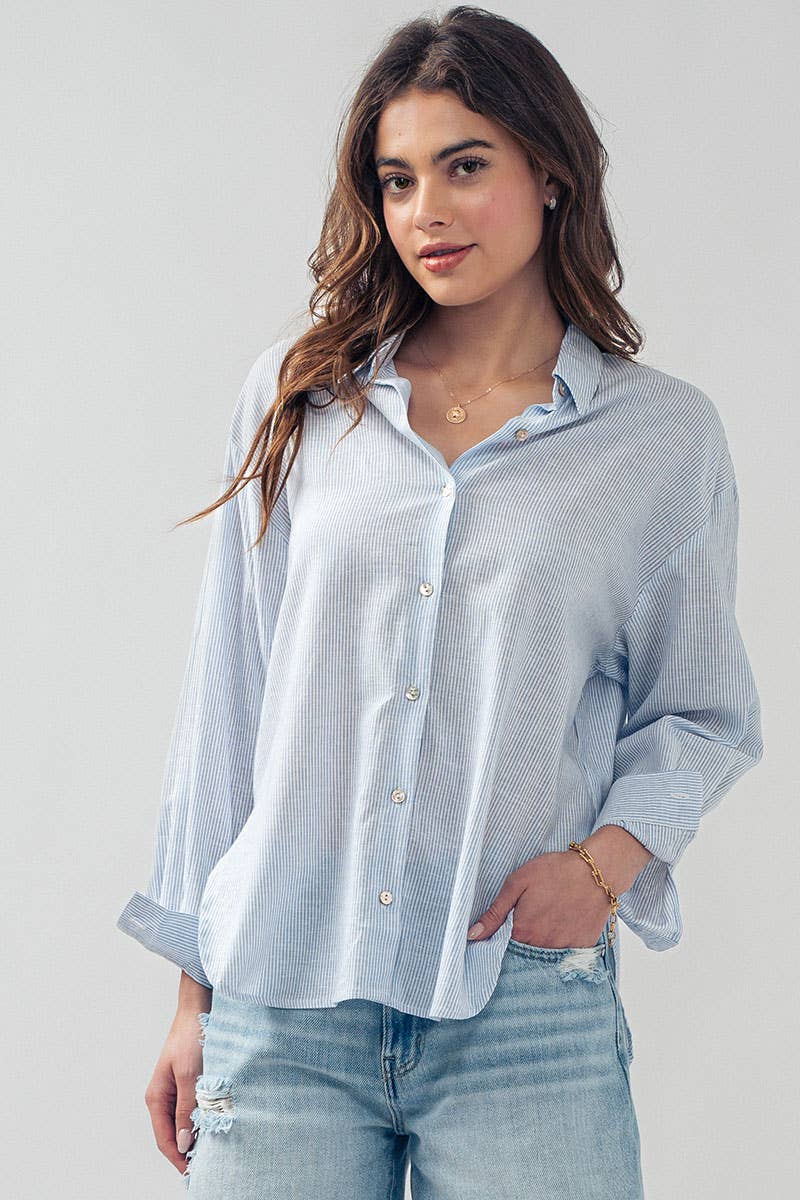 Lightweight Pinstripe Button Down