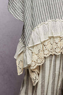 Eyelet Lace Ruffle Stripe Cardigan Top