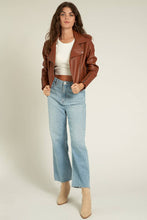 Load image into Gallery viewer, Moto jacket faux leather zipper pockets shop fond du lac women’s boutique 
