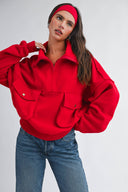 Long sleeve red quarter zip pullover shop fond du lac women’s boutique 