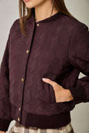 Burgundy Quilted Bomber Jacket