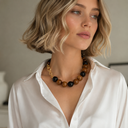 Chunky beaded necklace large clasp gold shop fond du lac women’s clothing store 