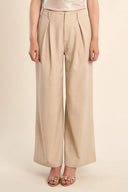Pants gold metallic thread pleated pockets back elastic waist flowy wide leg shop fond du lac women’s clothing store 