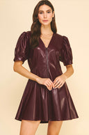 Short puff sleeves front zipper flared shop fond du lac women’s clothing store 