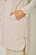 Quilted Puffer Long Hoodie Vest
