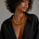 Large chunky bead necklace statement gold red shop fond du lace women’s clothing store 