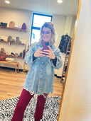 Distressed Denim Oversized Western Shirt Jacket