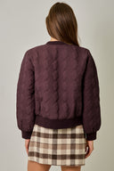 Burgundy Quilted Bomber Jacket