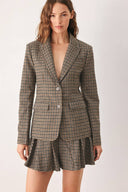 Button closure tailored brown black houndstooth shop fond du lac women’s clothing store 