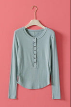 Load image into Gallery viewer, Ribbed Henley Long Sleeve Top
