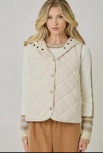 Load image into Gallery viewer, Snap button down pockets hoodie quilted puffer vest shop fond du lac women’s boutique 
