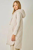 Quilted Puffer Long Hoodie Vest