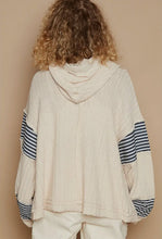 Load image into Gallery viewer, Vintage Washed Ballon Sleeve Stripe Zipper Knit Hoodie Jacket
