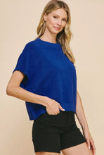 Load image into Gallery viewer, Dropped shoulder cobalt sweater loose fit shop fond du lac women’s boutique 
