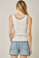 Washed Sleeveless Henley Top