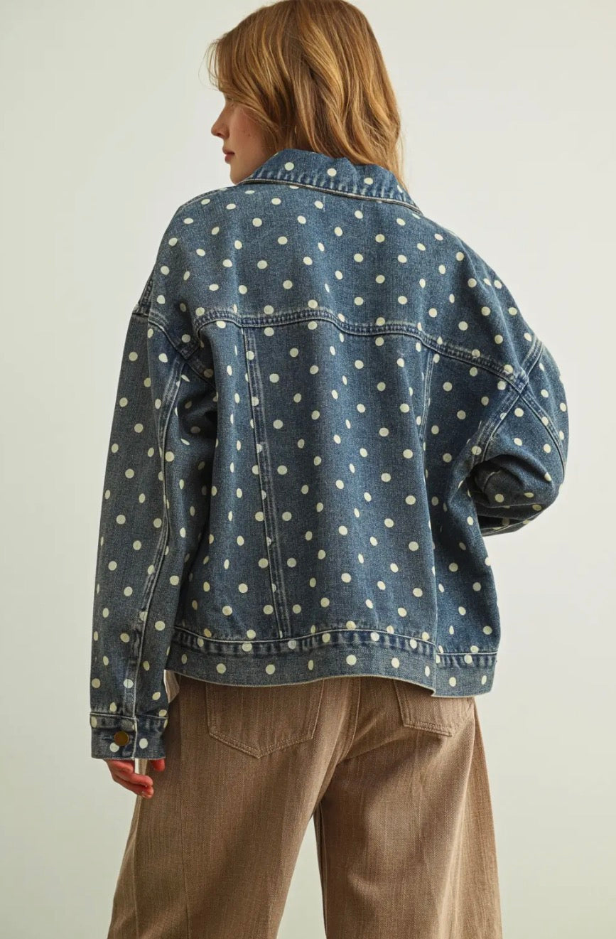 Denim Polka Dot Oversized Jacket – Cloudy Skies Design