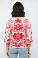 Bold Floral Mock Neck Sweater