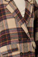 Plaid Wool Blend Long Coat