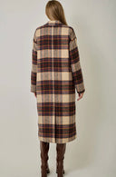 Plaid Wool Blend Long Coat