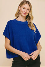 Load image into Gallery viewer, Loose fit round neck cobalt sweater shop fond du lac women’s boutique 
