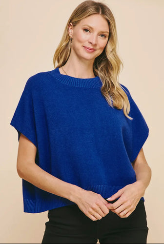 Loose fit round neck cobalt sweater shop fond du lac women’s boutique 