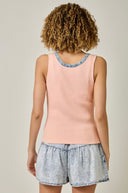 Washed Sleeveless Henley Top