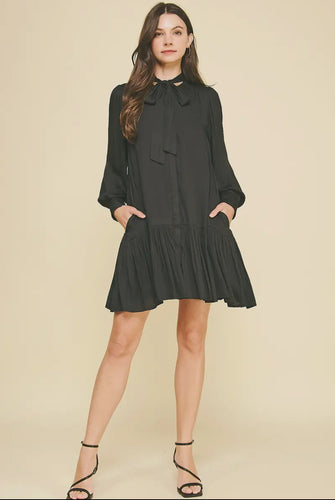 Long sleeve dress black tiered shop fond du lac women’s boutique