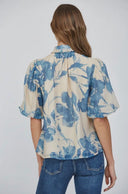 Floral Lantern Sleeve Blouse