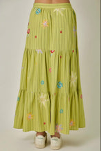 Load image into Gallery viewer, Embroidered Pinstripe Tiered Skirt
