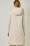 Quilted Puffer Long Hoodie Vest