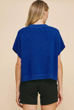 Load image into Gallery viewer, Ribbed detail loose fit cobalt dropped shoulder sweater shop fond du lac women’s boutique 
