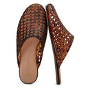 Open back mule tortoise transparent TPR woven cage padded insole shop fond du lac women’s clothing store