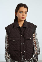 Load image into Gallery viewer, Snap closure black quilted sleeveless jacket shop fond du lac women’s boutique 
