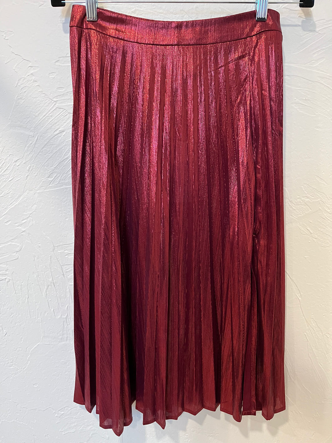 Pleated Red Shimmering Skirt