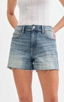 Denim Mid-Rise Cut Off Short