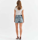 Denim Mid-Rise Cut Off Short