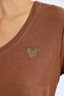 Soft comfy short sleeve v- neck rhinestone heart shop women’s boutique fond du lac