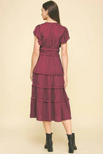 Load image into Gallery viewer, Dress midi tiered deep wine shop women’s boutique fond du lac
