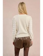 Load image into Gallery viewer, Cream sweater long balloon sleeves round neckline shop fond du lac women’s boutique 
