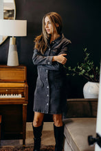 Load image into Gallery viewer, Long sleeve denim black dress buttons shop fond du lac women’s boutique 
