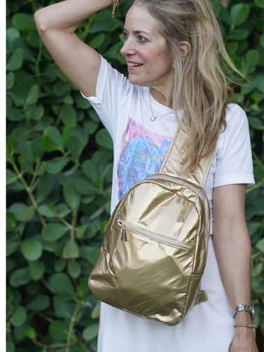 Backpack convertible sling gold metallic shop fond du lac women’s boutique 