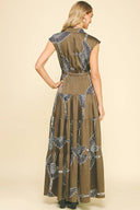 Tiered maxi dress v neck tie waist olive shop fond du lac women’s boutique 