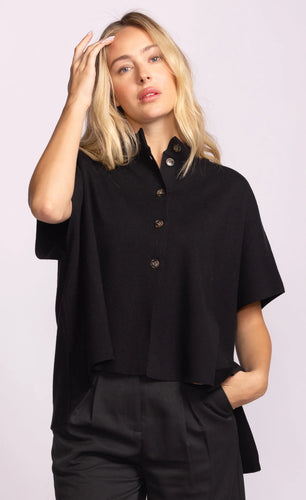 Button down mock neck black sweater shop fond du lac women’s boutique