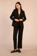 Wide tailored color straight cut long sleeves black blazer shop fond du lac women’s boutique 
