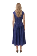 Smocked Waist Zip Front Maxi Dress