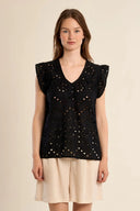 Openwork Embroidery Cotton Top