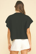 Button-Down Cap Sleeve Sweater