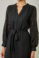 Black Jacquard Chiffon Dress