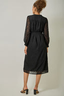 Black Jacquard Chiffon Dress
